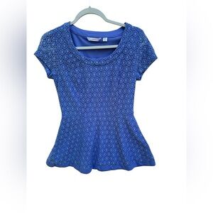 Isaac Mizrahi Royal Blue Textured Blouse